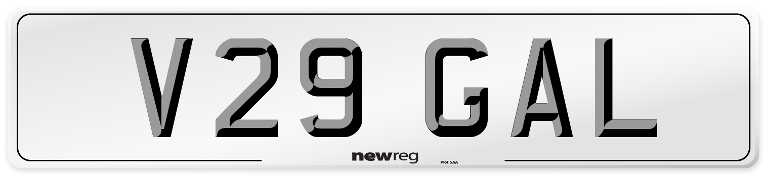 V29 GAL Number Plate from New Reg